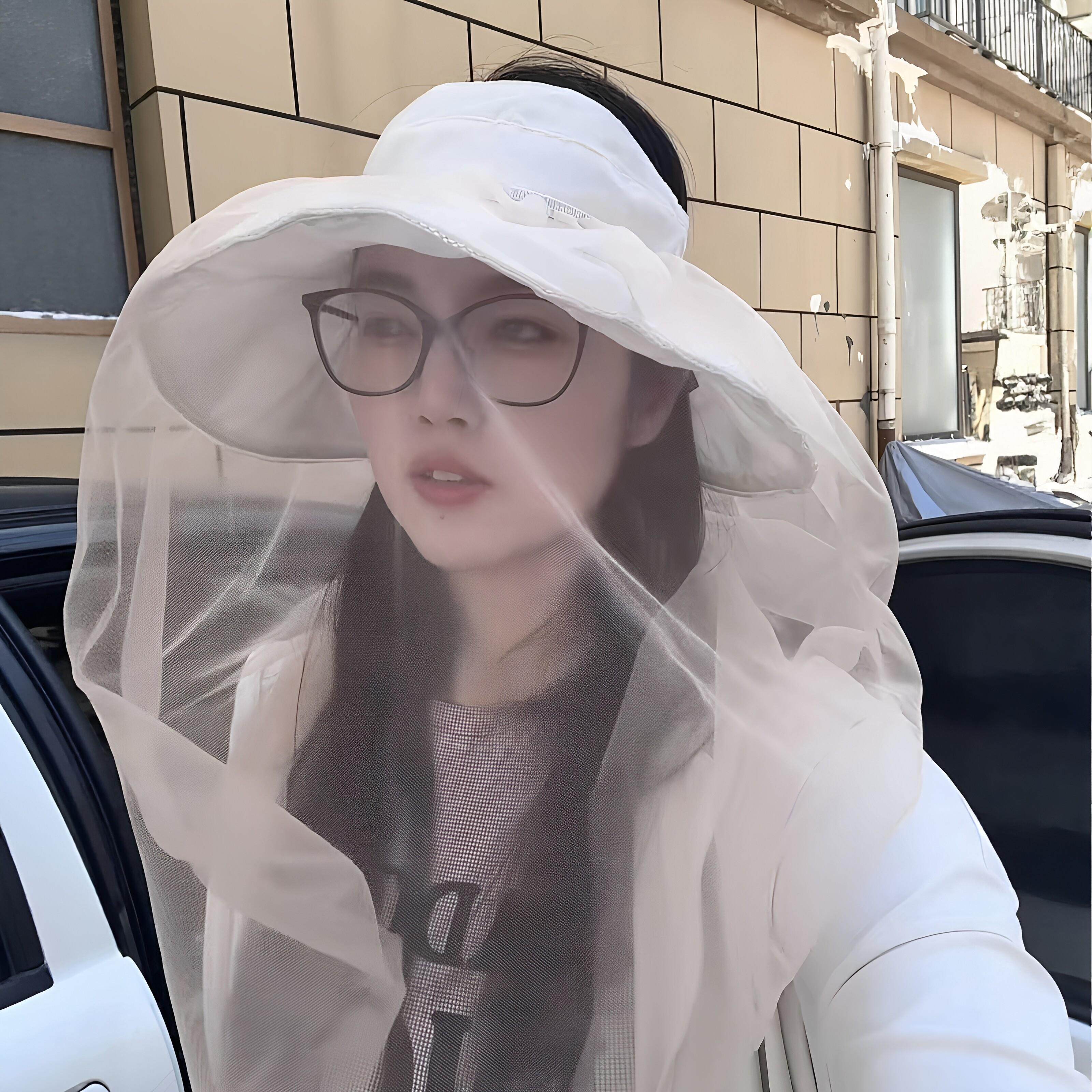 防过敏神器！防柳絮纱网头套网纱防晒面罩防蚊虫面纱防晒帽头纱帽