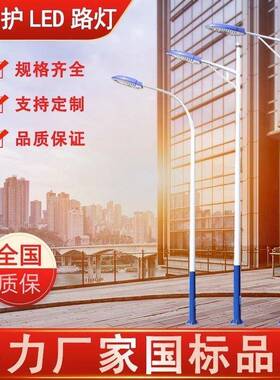 现货供应市政工程款6米8米10米led带杆全套单双臂高杆市电路灯