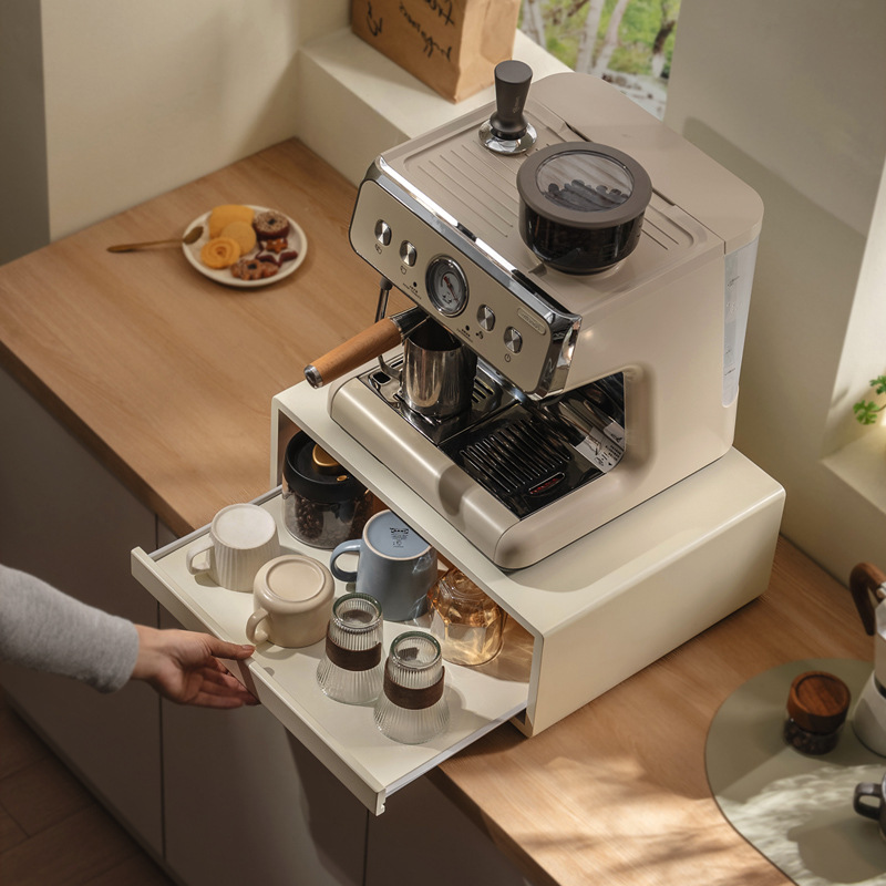 胶囊咖啡展示架水吧台ins风桌上茶包收纳盒咖啡机底座抽屉置物架