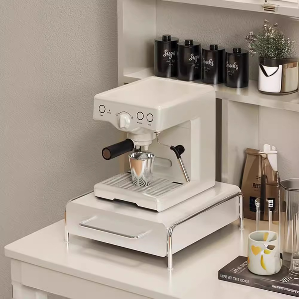 抽屉式胶囊咖啡置物架咖啡机增高架子水吧台办公室桌面茶包收纳架