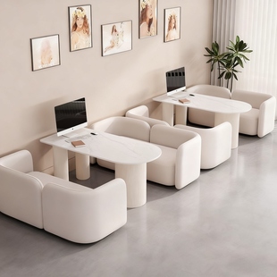 休息区洽谈桌椅组合美甲美容院医美咨询桌婚纱店影楼接待卡座沙发