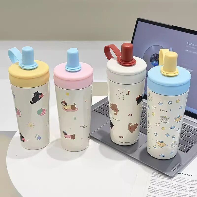 卡通保温杯女生高颜值2025新款吸管杯学生上学专用便捷儿童水杯子