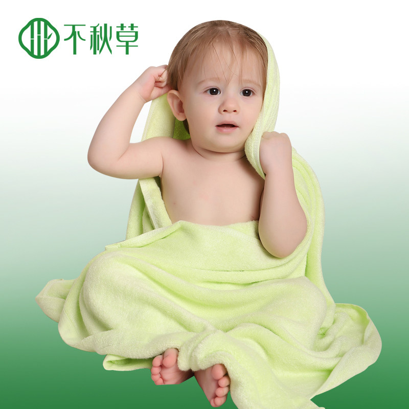 不秋草新生婴儿浴巾天然竹纤维儿童宝宝洗澡加厚盖毯柔软抗菌a类