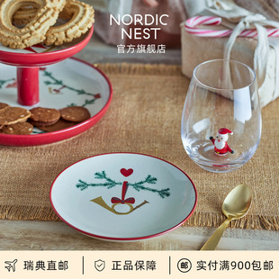 瑞典直邮Bloomingville圣诞餐盘套装高颜值盘子家用早餐盘西餐盘