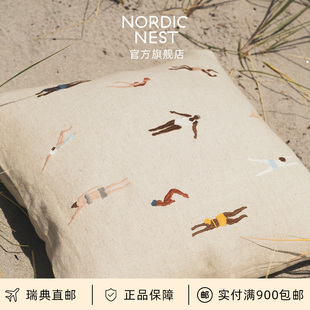 瑞典直邮Fine Day游泳者北欧抱枕套45x45客厅沙发靠枕轻奢 Little