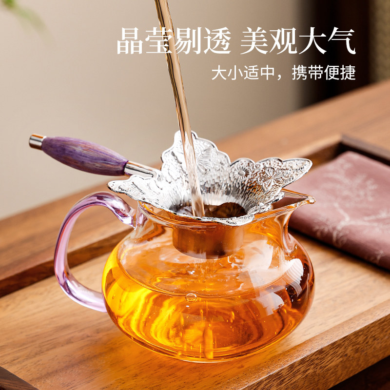 透明玻璃公道杯带把耐高温精致家用茶海分茶器茶具茶道配件公杯图片