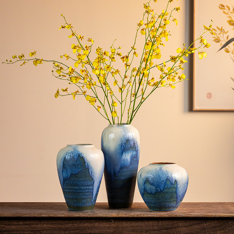 景德镇陶瓷花瓶水培轻奢高级感新中式家居复古陶罐玄关干花插花器,家居饰品,花瓶,淘宝优惠券,粉丝福利购,淘宝优惠卷