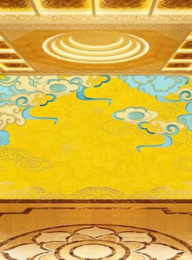 仙道佛墙纸寺庙佛堂神仙座位供桌台背景墙装饰壁画缎带祥云壁纸