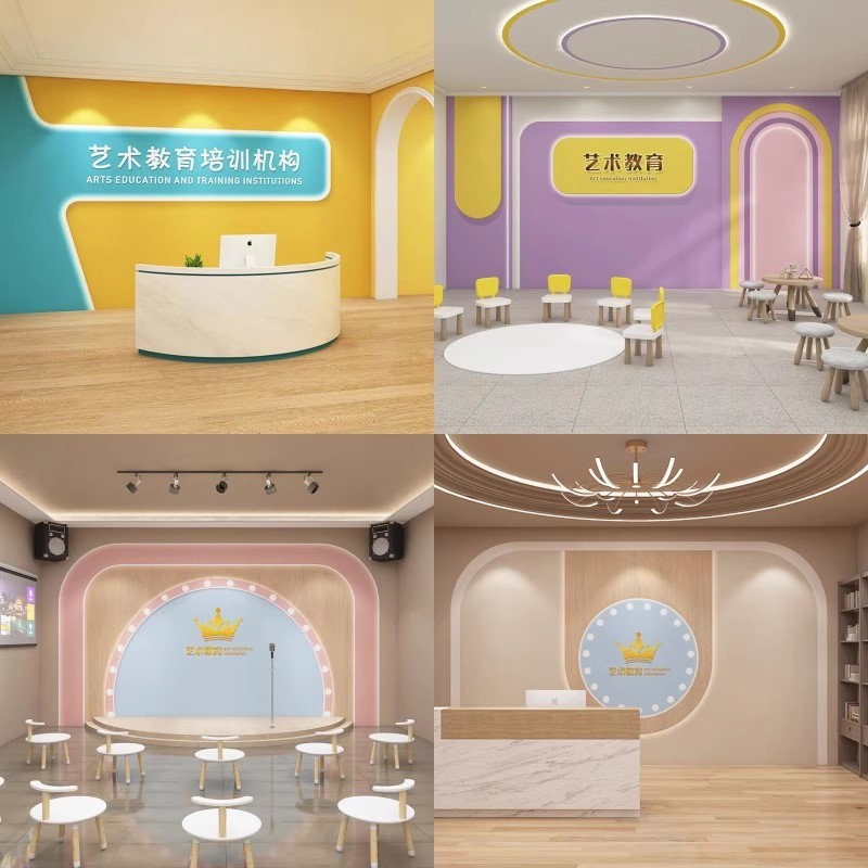 教育机构背景墙小主持人口才壁布