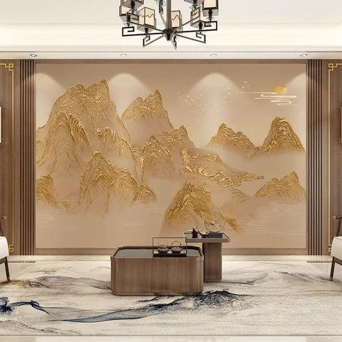 水墨山水壁布电视背景墙客厅墙纸