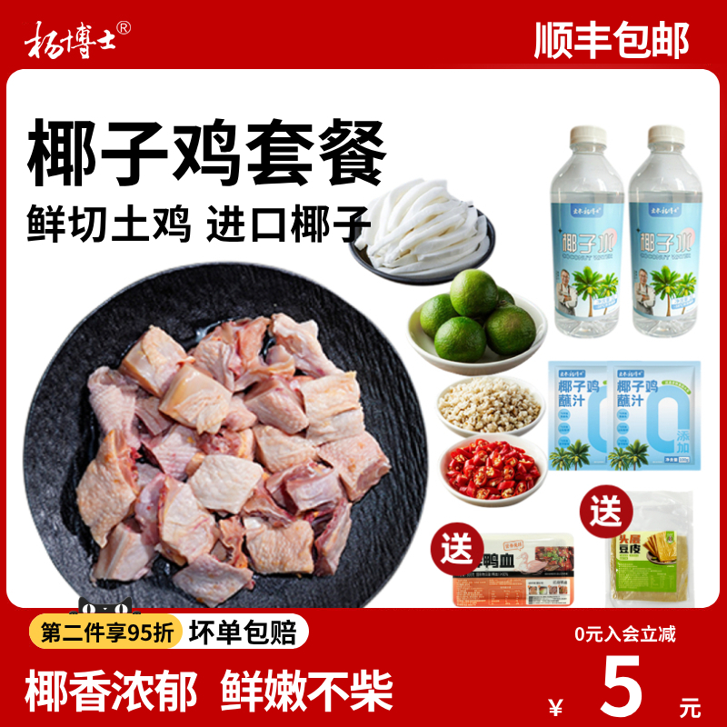 杨博士椰子鸡火锅正宗海南风味沙姜生鲜切散养土鸡蘸料配料全套