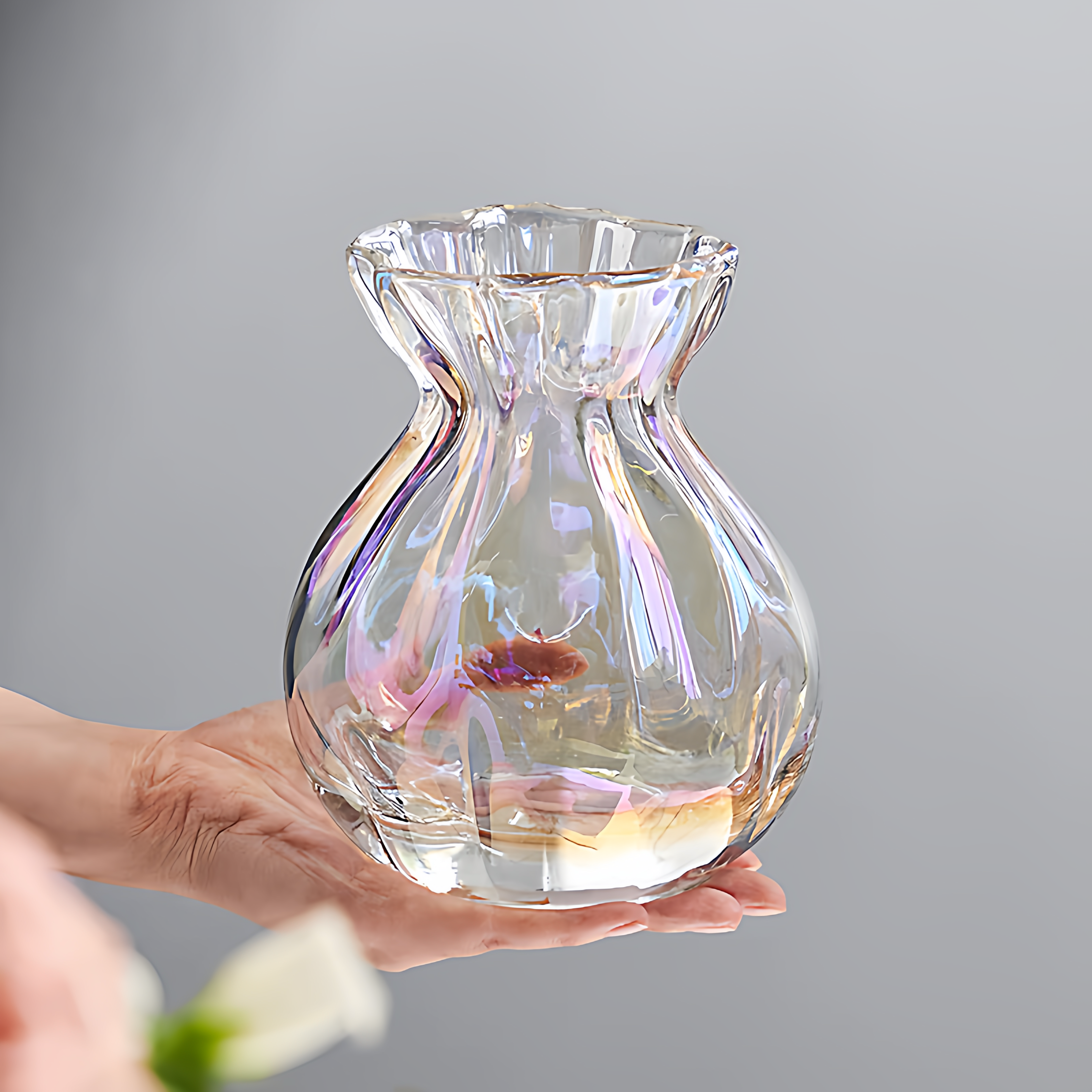 ins风网红福袋玻璃透明花瓶插花水培水养满天星客厅餐桌简约摆件
