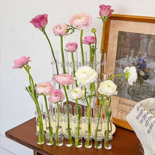 一排试管玻璃花瓶ins风高颜值摆件鲜花花器组合装饰饰品简约水培