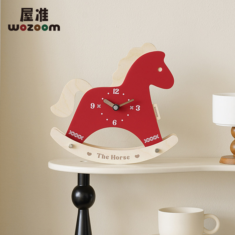 WOZOOM屋准创意小马时钟摆件客厅玄关摆台式摇摆座钟电视柜装饰钟,家居饰品,桌面摆件,淘宝优惠券,粉丝福利购,淘宝优惠卷
