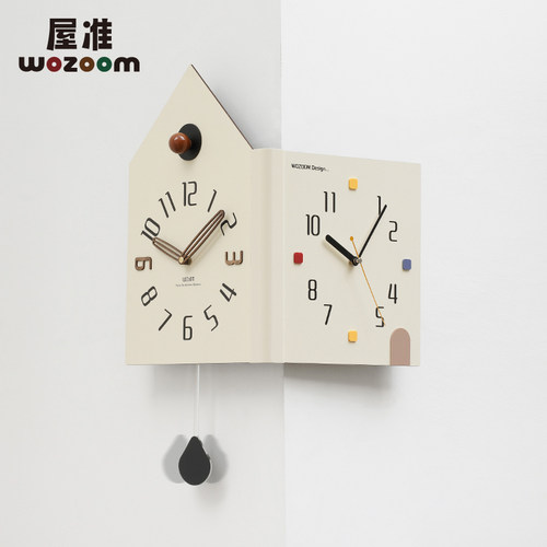 【新品特惠】奶油风转角双面挂钟