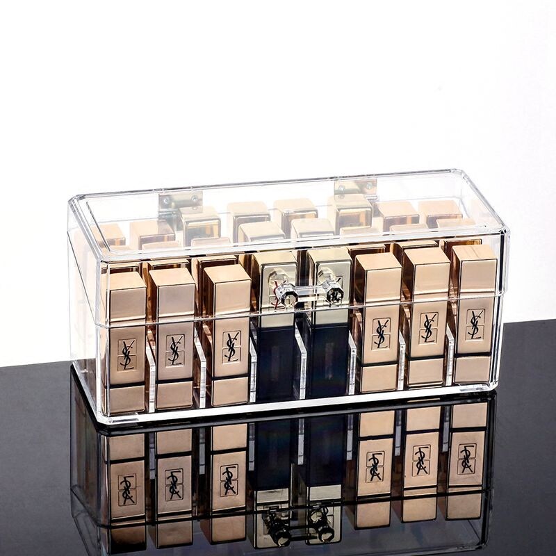 桌面化妆品口红收纳盒架子防尘翻盖透明韩国亚克力唇膏Z整理盒防