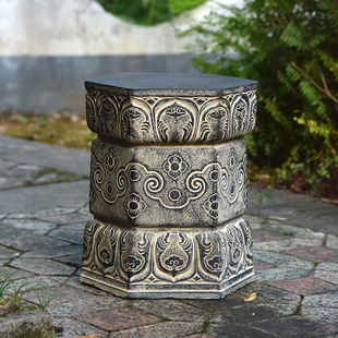 庭院户外仿古圆人造石凳室外大门口石台石M墩子底座石鼓单个摆件