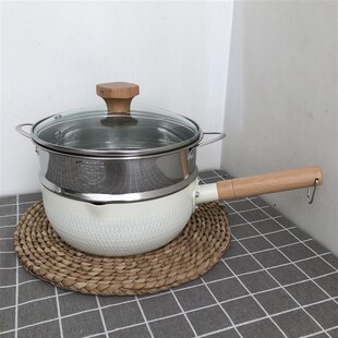 【不好用包退】日式麦饭石纹雪z平锅辅食锅不粘锅木把手电磁炉燃