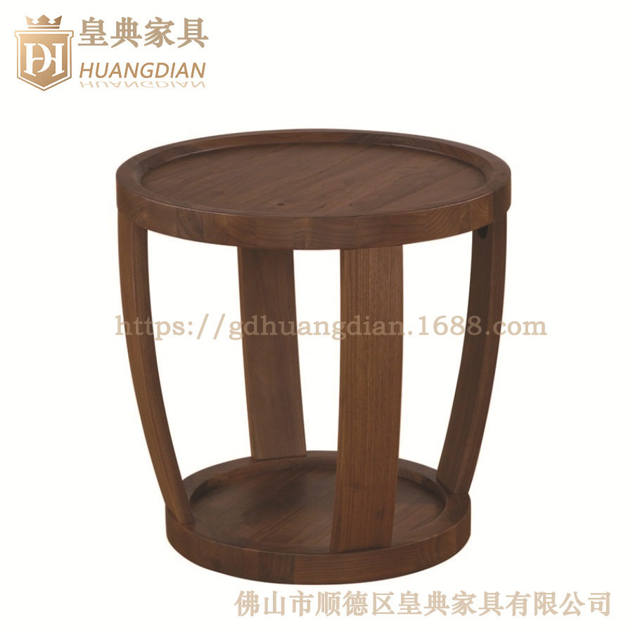 新中式简约实木圆茶几酒店套房