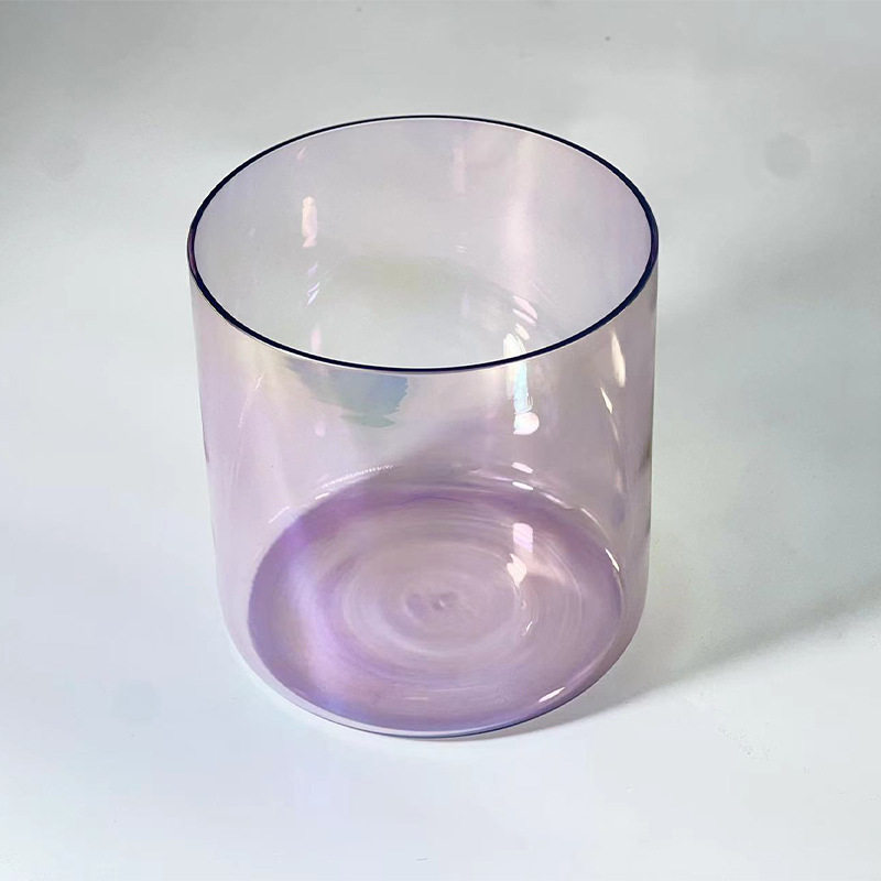 紫色系透明石英水晶唱歌碗用于声音冥想唱歌碗水晶钵音乐碗