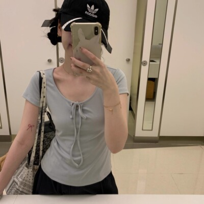 uungchuuu 25SS 雾蓝兰精莫代尔修身短袖T恤