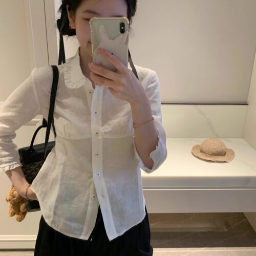 uungchuuu 25SS 修身亚麻七分袖小衬衫
