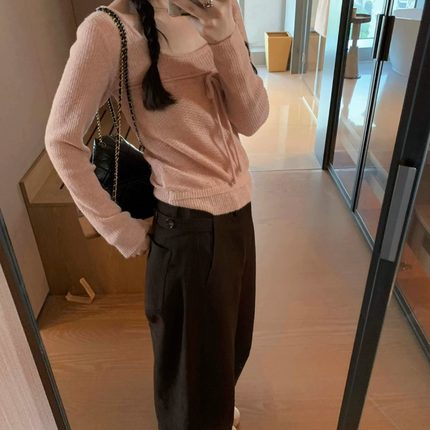 uungchuuu 25FW 全棉斜纹深棕色弯刀休闲裤