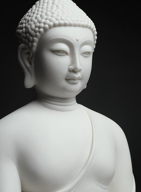 快速发货德化白瓷《 9吋如来佛》林建平释迦摩Q尼佛陶瓷佛像家居