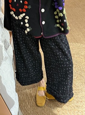 快速发货秋冬裤子宽松obf慵懒风复古小个子休闲灯芯绒加厚花边碎