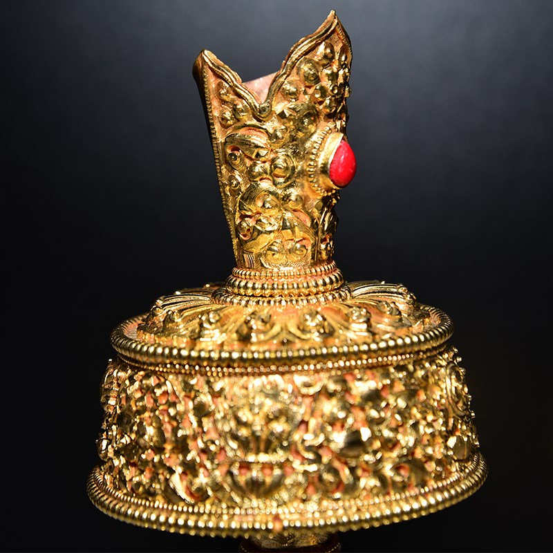 现货速发尼泊尔 纯铜鎏金贲巴壶 手工净水壶 法器文巴壶 大号藏式