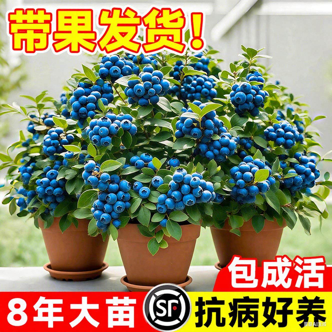 蓝莓树果苗盆栽带花苞花