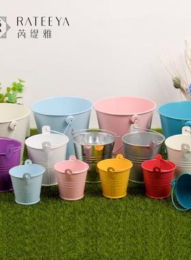 厂家盆栽马口铁彩色迷你小铁桶创意工艺摆件儿童手提红色铁桶