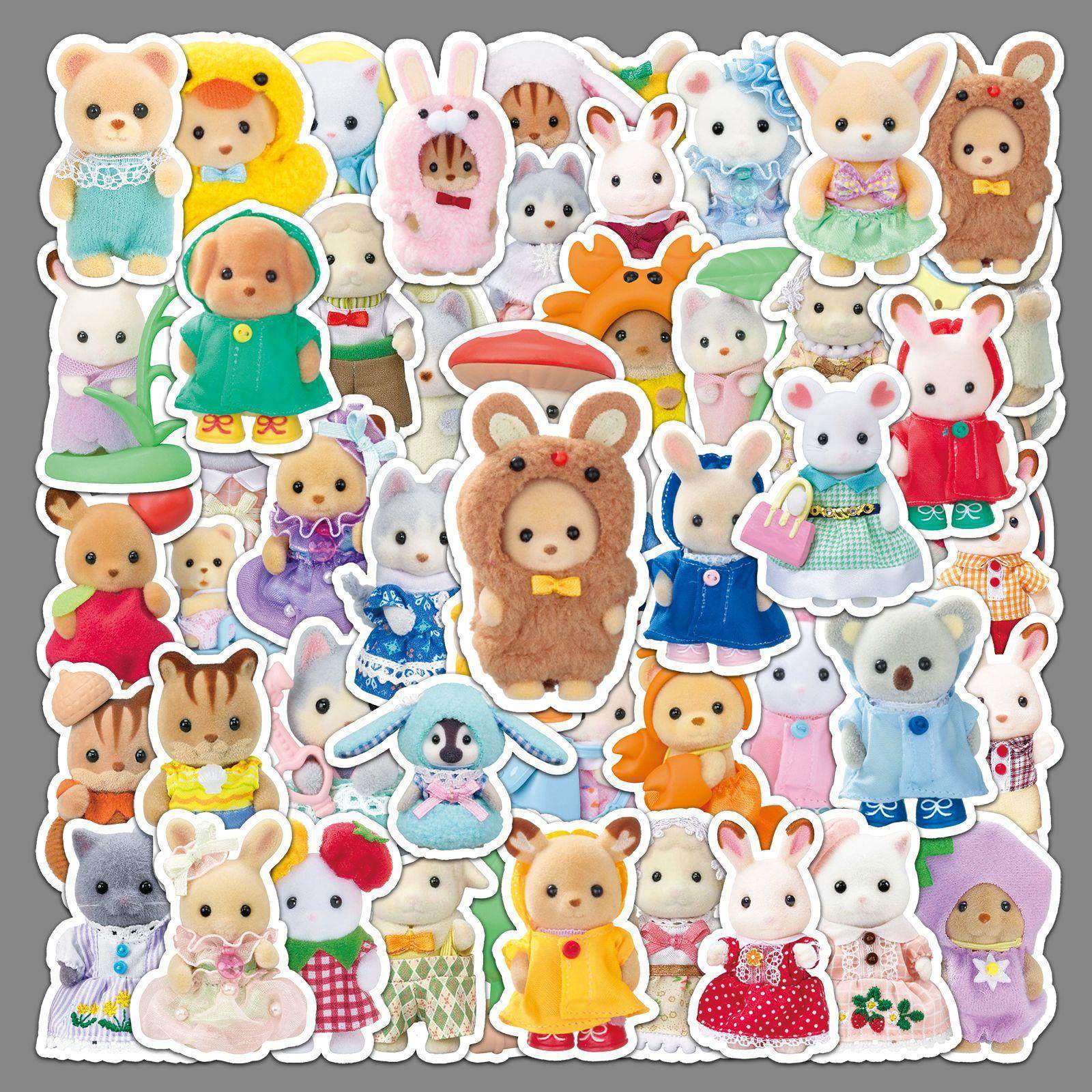 51张森贝儿贴纸卡通可爱创意防水装饰咕卡手账本笔记本电脑贴纸