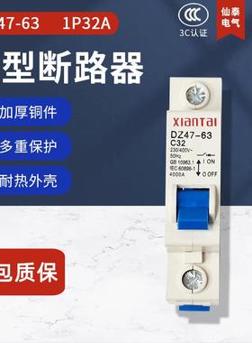 仙泰1P32A微型断路器DZ47-63空气开关供应家用白色C32小型空开