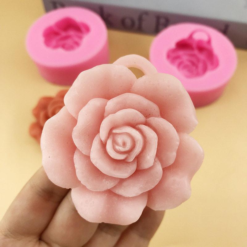 玫瑰花朵硅胶模具diy香薰石膏挂牌手工翻模自制皂香皂手工磨具