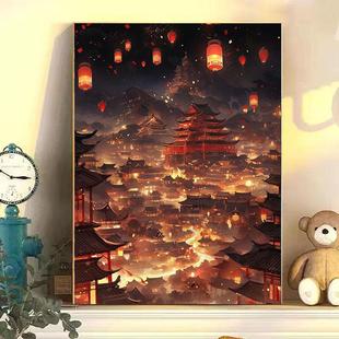 diy数字油画华灯系列手工填充填色油画解压系列客厅卧室装 饰挂画