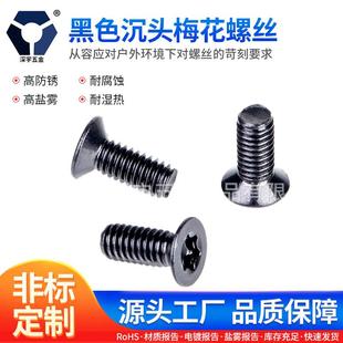 3x4 3x20黑色沉头梅花螺丝304不锈钢GB2673平头梅花高盐雾螺丝