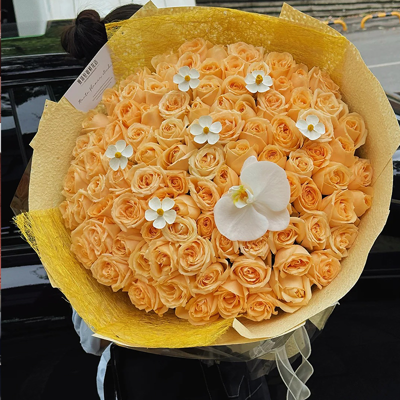 鲜花香槟玫瑰99朵鲜花花束同城速递全国配送生日订婚花束广州花店
