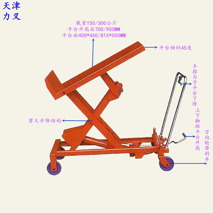 供应手动称重式平台车移动式升降平台 液压堆高平台搬运车移运车