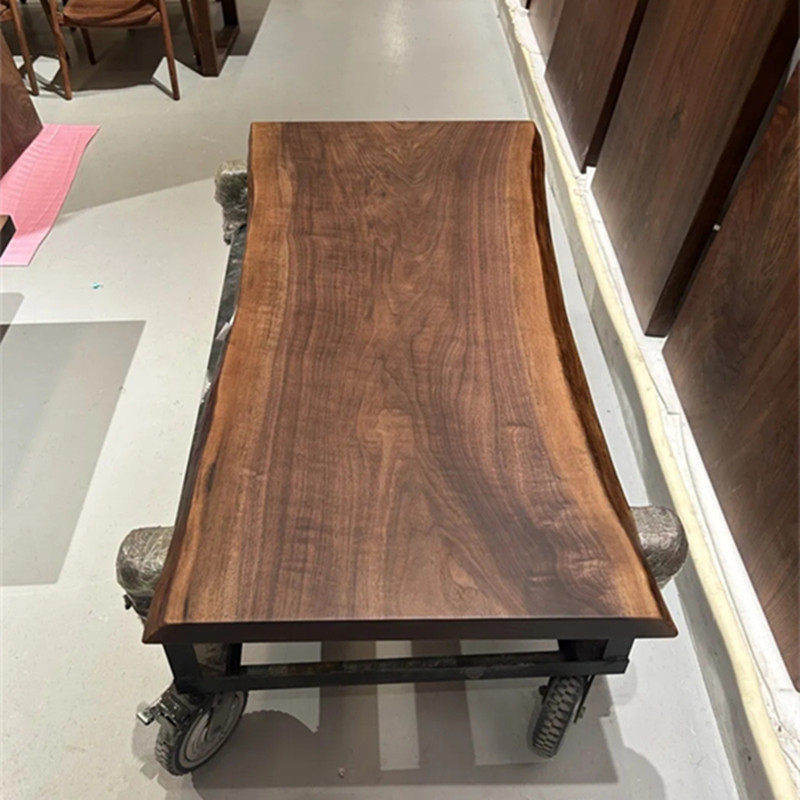 尺寸：145*70*5独板北美黑胡桃大板茶桌办公桌餐桌茶台