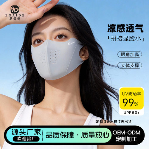 3d立体无痕护眼角防晒口罩全脸男女防紫外线透气薄款遮阳面罩