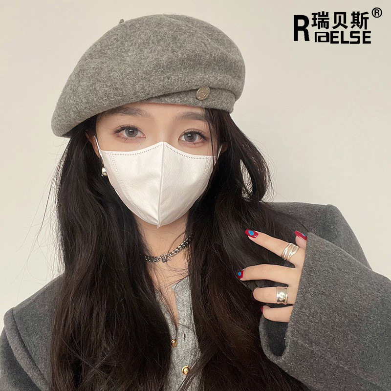 羊毛呢大头围贝雷帽八角帽女秋冬帽子女士冬显脸小帽子女款画家帽