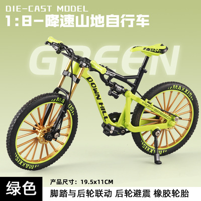 1/8三色降速山地自行车模型左右转向后轮联动仿真摆件