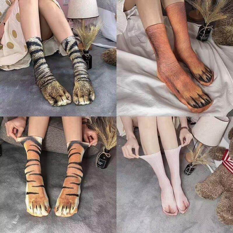 动物仿真袜子狗爪猫脚猫爪猫咪猫腿鸡爪袜子儿童网红同款搞怪高筒