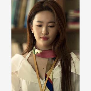 玫瑰的故事同款丝巾刘亦菲黄亦玫同款几何线条时尚百搭仿真丝领巾