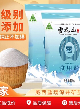 家用雪花山食盐300g湖盐不加碘无抗结剂厨房炒菜提鲜调味盐特惠装