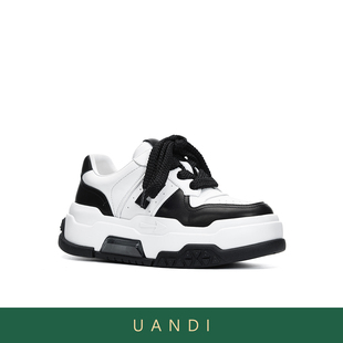 板鞋 UANDI原创25秋冬新款 百搭厚底低帮小白鞋 设计师款 女黑白 时尚