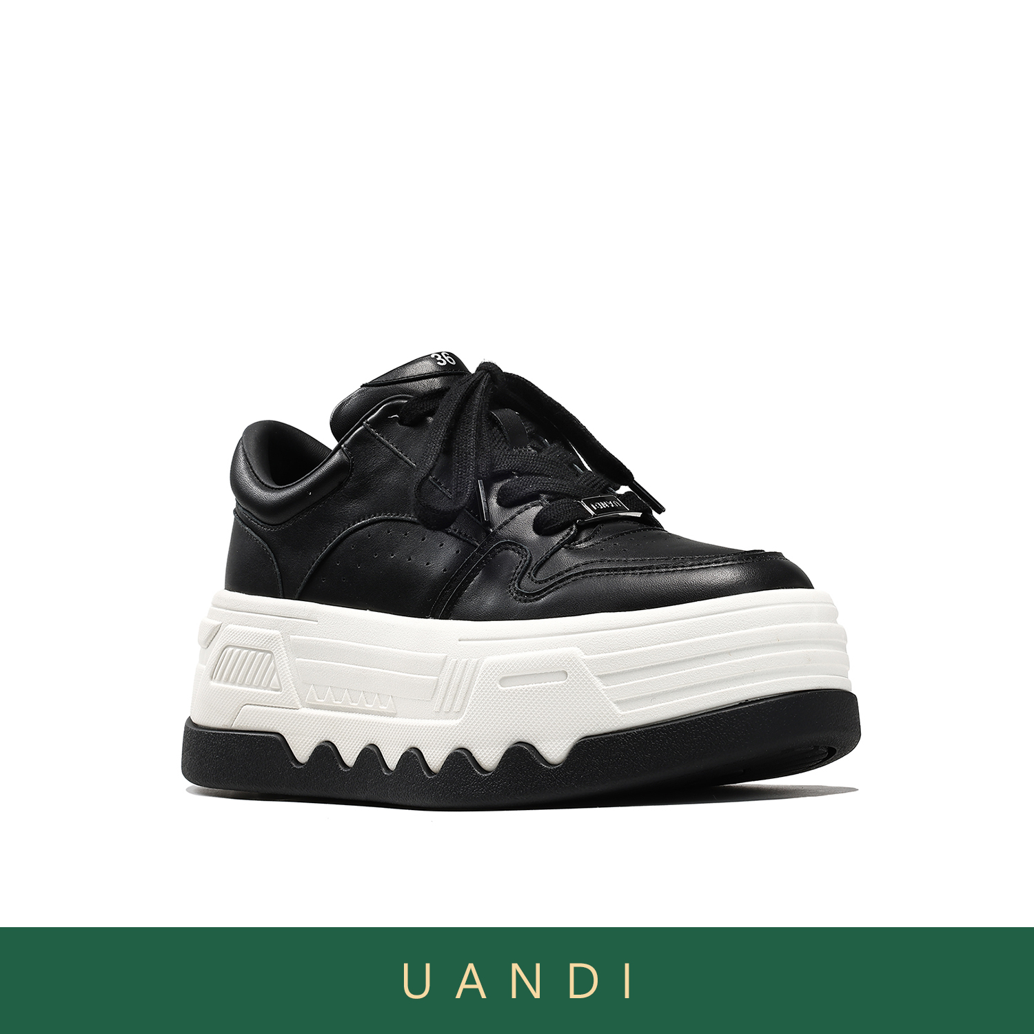 UandI女2025秋冬新款熊猫板鞋时尚百搭增高6CM厚底真皮运动休闲鞋