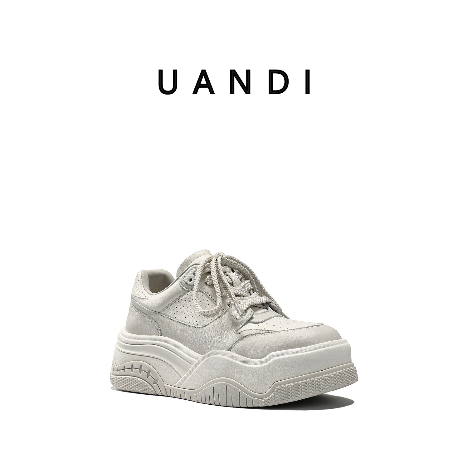 uandi6cm增高纯皮增高女滑板鞋