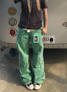 复古解构拼接八卦设计弯刀牛仔裤